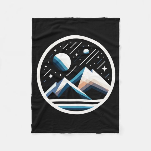 Starry Night Geometric Mountains - Zeitgenössische Fleecedecke (Vorderseite)