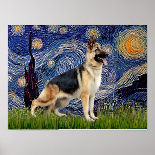 Starry Night - German Shepherd 13 Poster (Vorne)