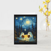 Starry Night Ghost Book Reading Camping Halloween Karte (Gelbe Blume)