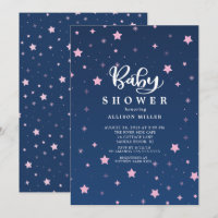 Starry Night Girls Babydusche Einladung