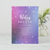 Starry Night Girls Babydusche Einladung (Stehend Vorderseite)