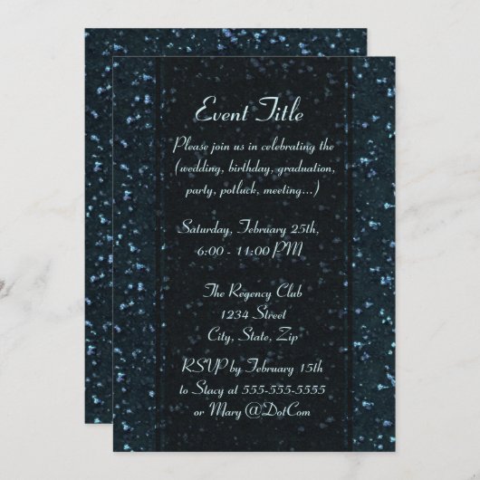 Starry Night Glitzern Look Einladung (Vorne/Hinten)