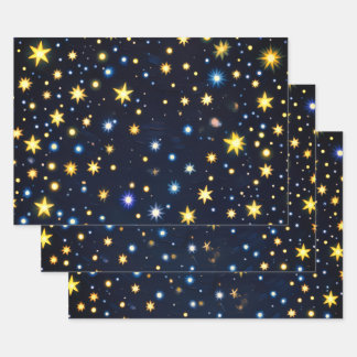Starry Night Glow Matte Wrapping Paper Set of 3 Geschenkpapier Set