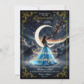 Starry Night Gold Baby Blue Quinceñera Einladung (Vorderseite)