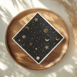 Starry Night Gold Moon Napkins Serviette