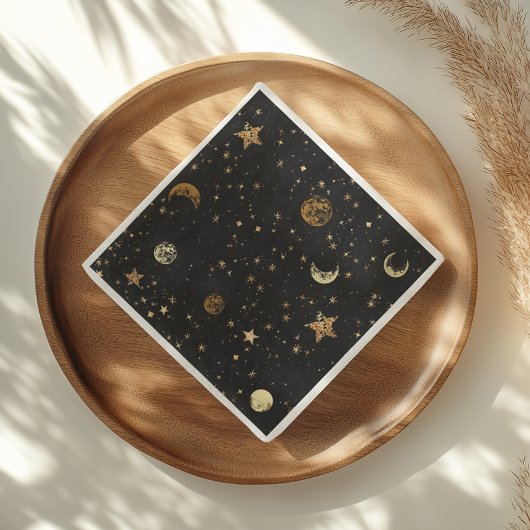 Starry Night Gold Moon Napkins Serviette