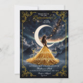 Starry Night Gold Quinceañera Einladung (Vorderseite)