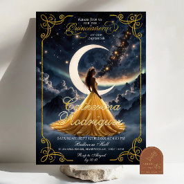 Starry Night Gold Quinceañera Einladung