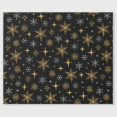 Starry Night Gold Snowflake Weihnachtsgeschenk Geschenkpapier (Flach)
