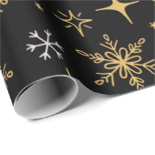 Starry Night Gold Snowflake Weihnachtsgeschenk Geschenkpapier (Rolleneckpunkt)