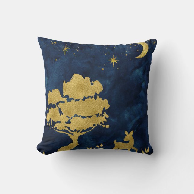 Starry night - goldene Silhouette Kissen (Vorderseite)