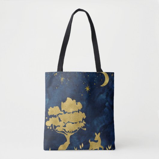 Starry night - goldene Silhouette Tasche (Vorderseite)