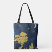Starry night - goldene Silhouette Tasche (Rückseite)