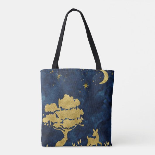 Starry night - goldene Silhouette Tasche (Rückseite)