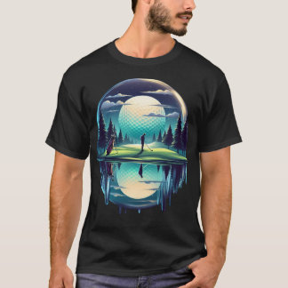 Starry Night Golfer Escape Golf Twilight Fairwa T-Shirt