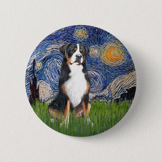 Starry Night Greater Swiss Mountain Hund Button (Vorderseite)