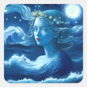 Starry Night 🌌 - Griechisch Goddess Fantasy Stick Quadratischer Aufkleber