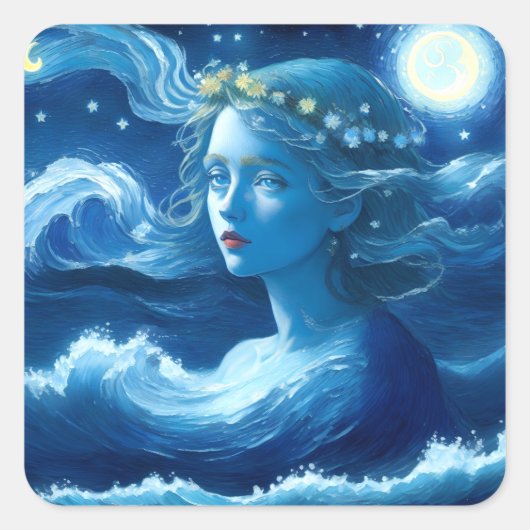 Starry Night 🌌 - Griechisch Goddess Fantasy Stick Quadratischer Aufkleber (Vorderseite)