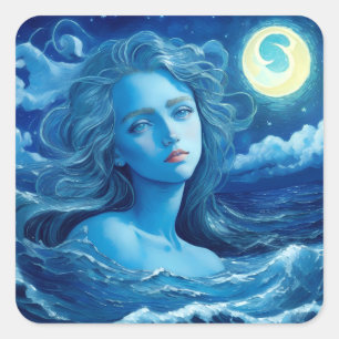 Starry Night 🌌 - Griechisch Goddess Fantasy Stick Quadratischer Aufkleber