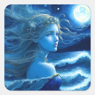 Starry Night 🌌 - Griechisch Goddess Fantasy Stick Quadratischer Aufkleber