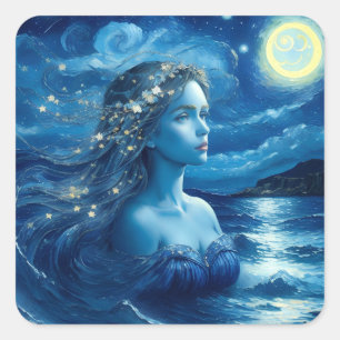 Starry Night 🌌 - Griechische Göttin #1 Quadratischer Aufkleber