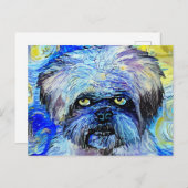 Starry Night Grumpy Terrier Dog Portrait Postkarte (Vorne/Hinten)