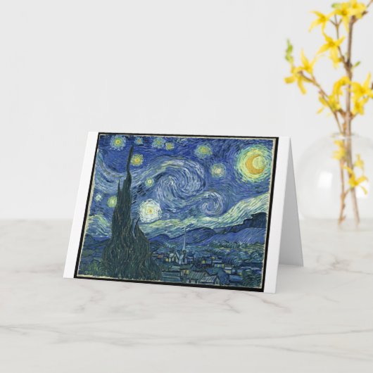 Starry Night Grußkarte Karte (Gelbe Blume)