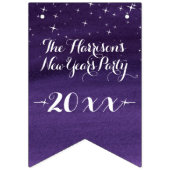 Starry night Happy New Year dunkelblau lila Wimpelkette (Erste Fahne)