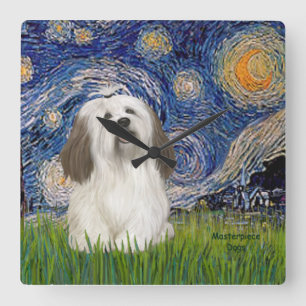 Starry Night - Havanese (#1) Quadratische Wanduhr
