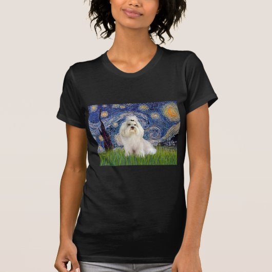 Starry Night - Havanese (weiß/creme) T-Shirt (Vorderseite)
