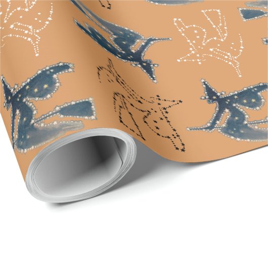 Starry Night Hexe Halloween Geschenkpapier (Rolleneckpunkt)