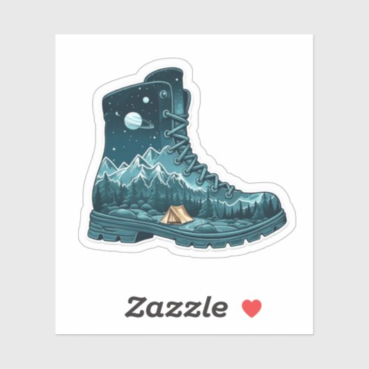 Starry Night Hiking Boot Sticker | Die-Cut Sticker (Blatt)