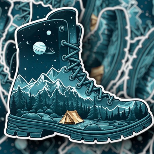 Starry Night Hiking Boot Sticker | Die-Cut Sticker
