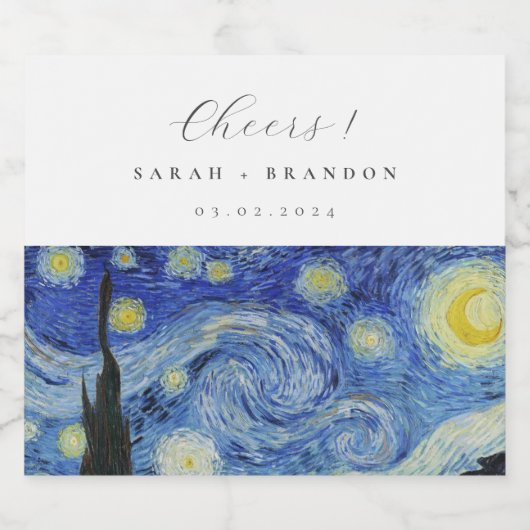 Starry Night Hochzeit Sparkling Weinkeller Schaumweinetikett (Einzelnes Label)
