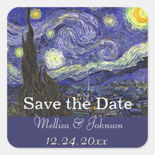 Starry Night Hochzeit speichern Sie das Datum Quadratischer Aufkleber
