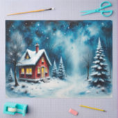 Starry Night Hütte Winter Wonderland Decoupage Seidenpapier (Basteln)