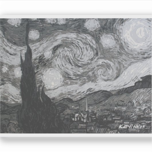 Starry Night I Vincent Van Gogh Aufkleber (Vorderseite)