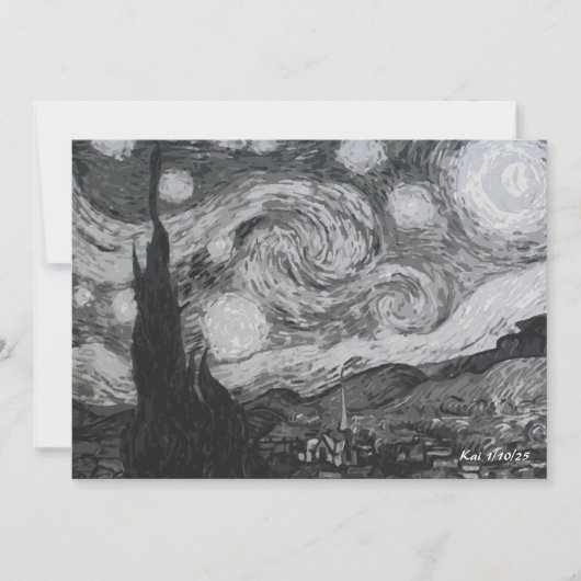 Starry Night I Vincent Van Gogh Flat Card Einladung (Vorderseite)