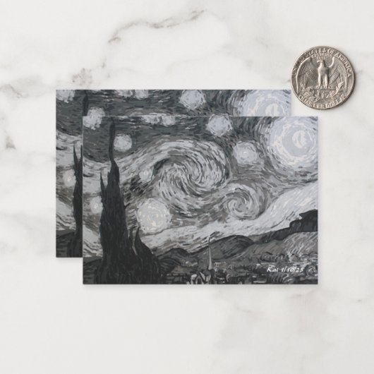 Starry Night I Vincent Van Gogh Lesezeichen Mitteilungskarte (Vorderseite/Rückseite Beispiel)