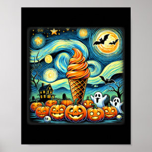 Starry Night Ice Creme Cone Halloween Poster