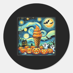 Starry Night Ice Creme Cone Halloween Runder Aufkleber
