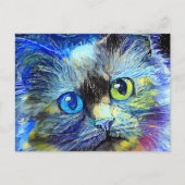 Starry Night Impressionist Tabby Cat Portrait Postkarte (Vorderseite)