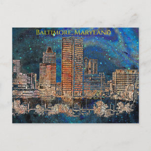 Starry Night in Baltimore, Maryland Postkarte