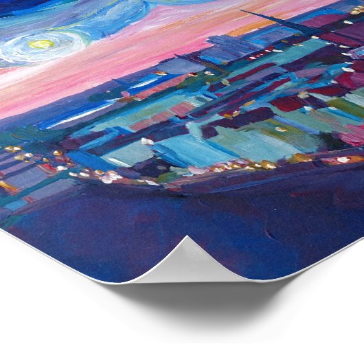 Starry Night in Berlin mit Skyline Poster (Ecke)