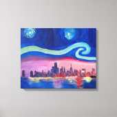 Starry night in Chicago - Van Gogh Inspiration Leinwanddruck (Vorderseite)