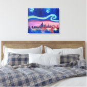 Starry night in Chicago - Van Gogh Inspiration Leinwanddruck (Insitu (Schlafzimmer))