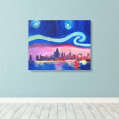 Starry night in Chicago - Van Gogh Inspiration Leinwanddruck (Insitu (Holzboden))