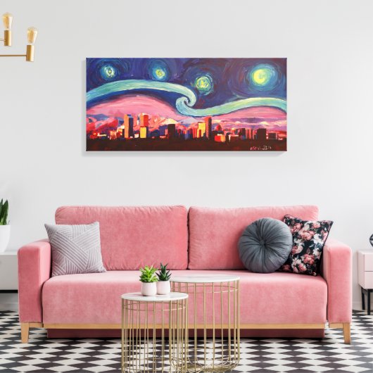 Starry Night in Denver Colorado Skyline Leinwanddruck (Insitu (Wohnzimmer))