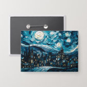 Starry Night in der Stadt Button (Vorderseite/Rückseite)