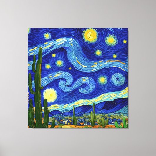 Starry Night in der Wüste Van Gogh Style Leinwanddruck (Vorderseite)
